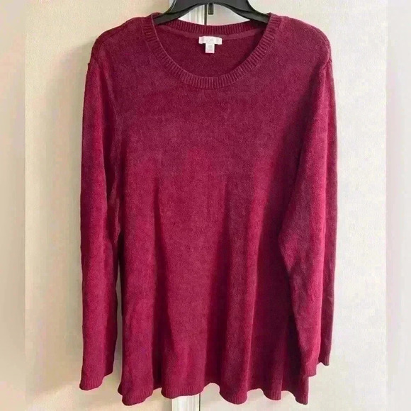 J jill sweater crewneck pullover burgundy long line XL Petite - Picture 1 of 5